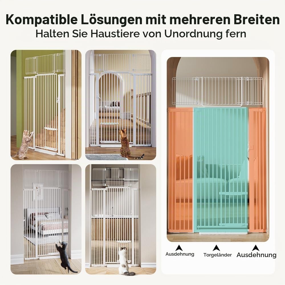 COMOMY 180 cm Extra Hoch Türgitter Katze/Hund, 75-110 cm Extra Breit Türschutzgitter mit Verstellbar