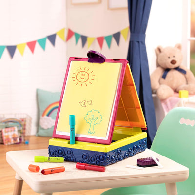 B. toys Tragbare Maltafel für Kinder mit Kreidetafel und Whiteboard – mit Zubehör Kreide, Schwamm, W