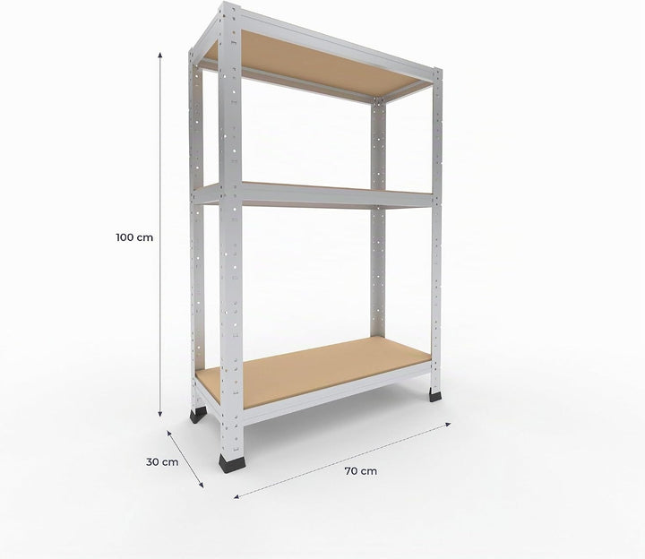 shelfplaza® 100x70x30cm Home Schwerlastregal verzinkt/Metallregal mit 3 Böden/Kellerregal Metall, Ga