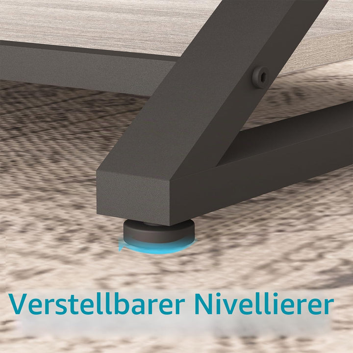 HSH Grau Couchtisch mit Ablage, industrieller Metall-Holz-Wohnzimmertisch, Bauernhaus, 120 cm minima