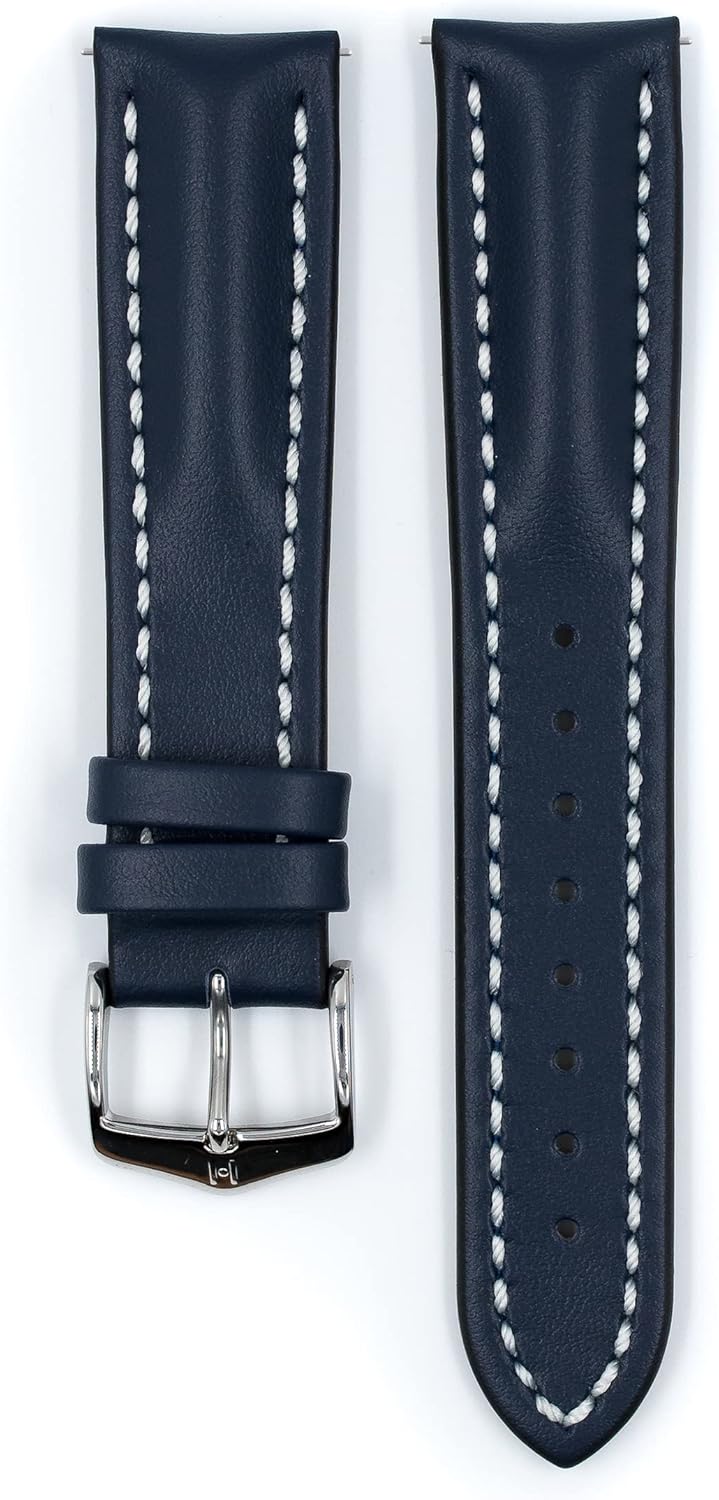 HIRSCH Herren Uhrenarmband Kalbsleder Modell Heavy Calf 24 mm Blau, Blau