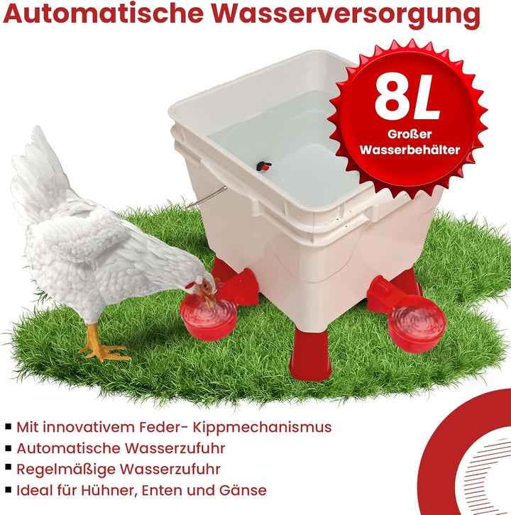 Tränkeeimer für Geflügel - Hühnertränke eckig - 8 Liter mit Füssen