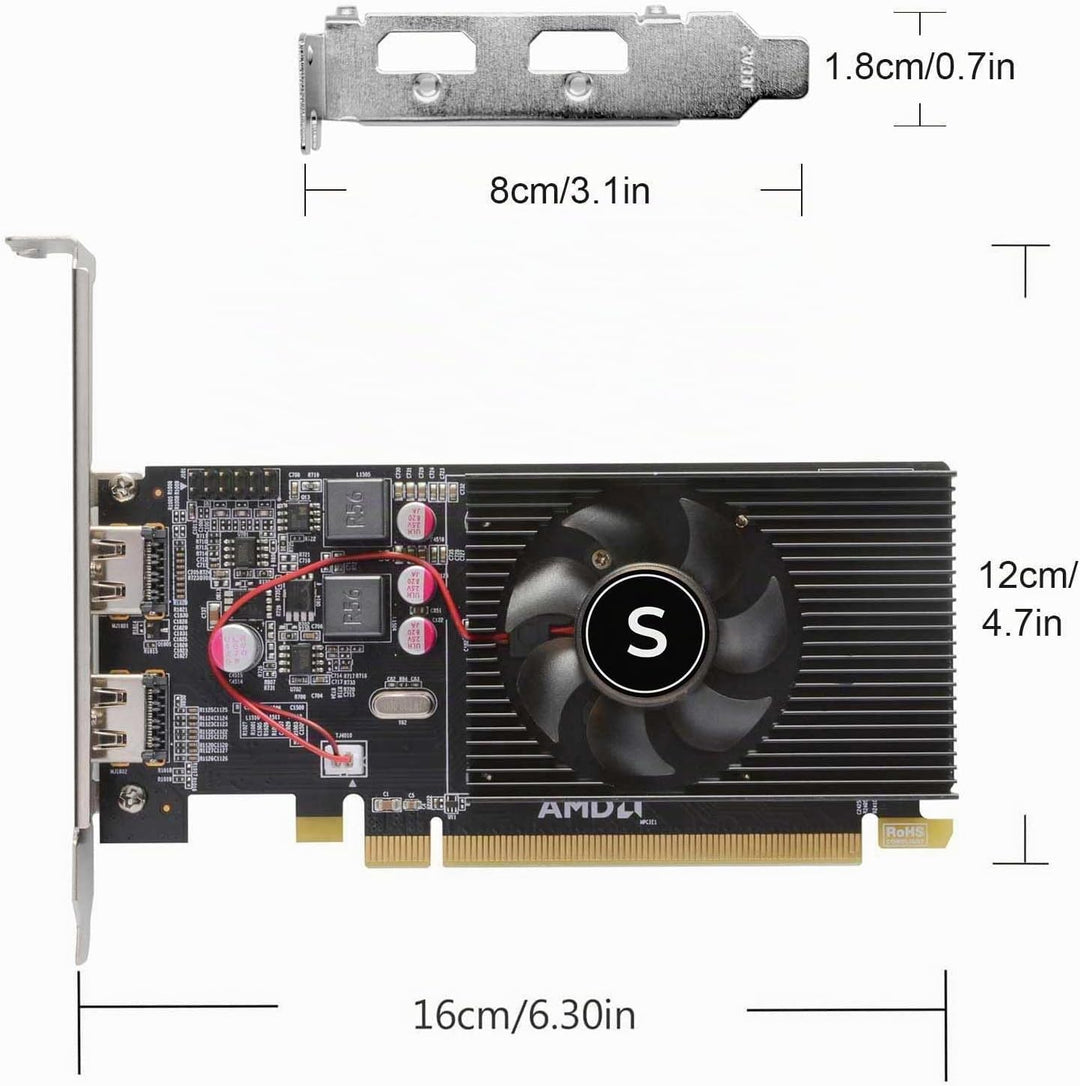 SAPLOS Radeon HD 6570 Grafikkarte, 2 HDMI, 1G GDDR3 64-bit, Video Cards PC, Low Profile Graphics Car