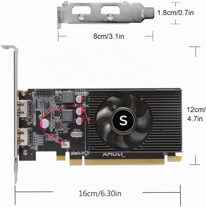 SAPLOS Radeon HD 6570 Grafikkarte, 2 HDMI, 1G GDDR3 64-bit, Video Cards PC, Low Profile Graphics Car