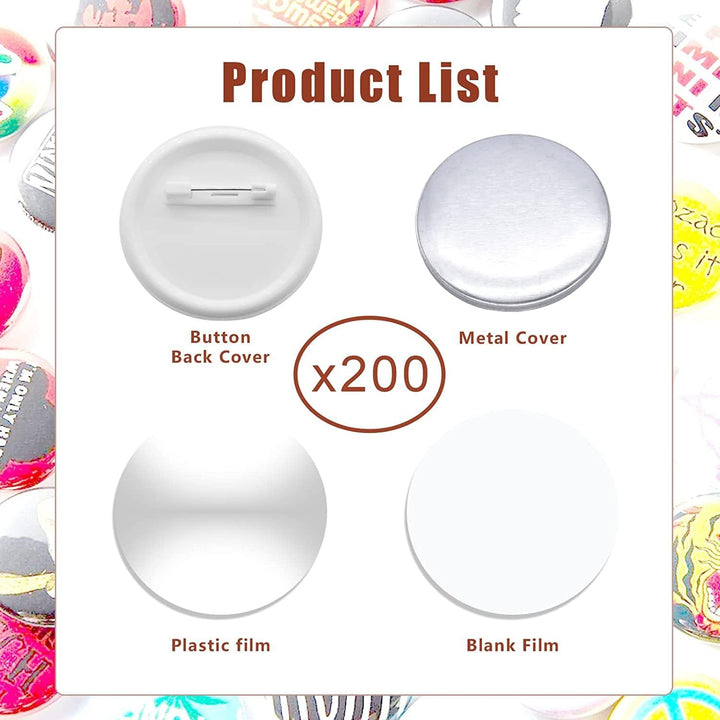 Buttonrohlinge, 200er Set 58mm DIY Pins Buttons Design EIN Abzeichen, Buttons Selber Machen, Button-