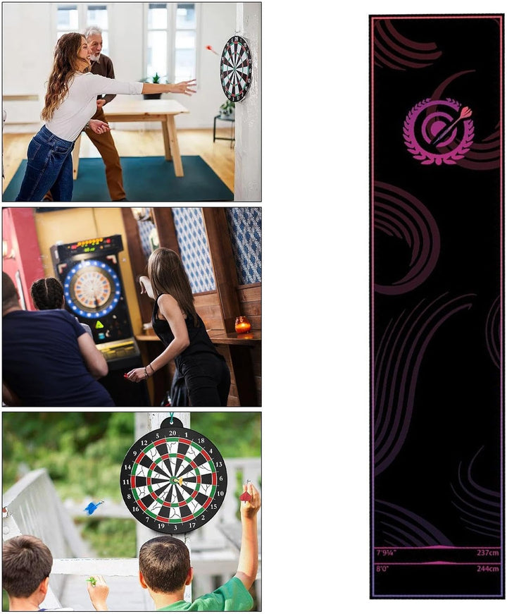 Darts Matte Mit Abwurflinie | Tragbar Mit Eingezeichneter Abwurflinie Und Kristallsamt-Oberfläche,Da