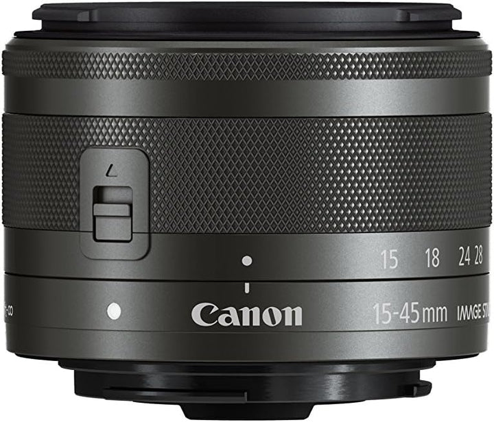 Canon EF-M 15-45mm F3.5-6.3 IS STM Objektiv (49mm Filtergewinde) schwarz grau Single, grau Single