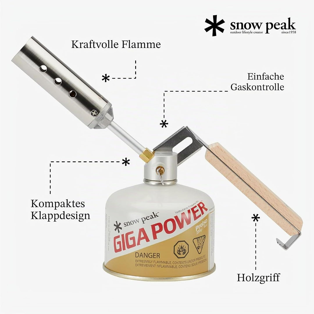 Snow Peak Faltbarer Camping-Kochbrenner, kompaktes Holzdesign, Isobutan-Kraftstoffkompatibilität, st