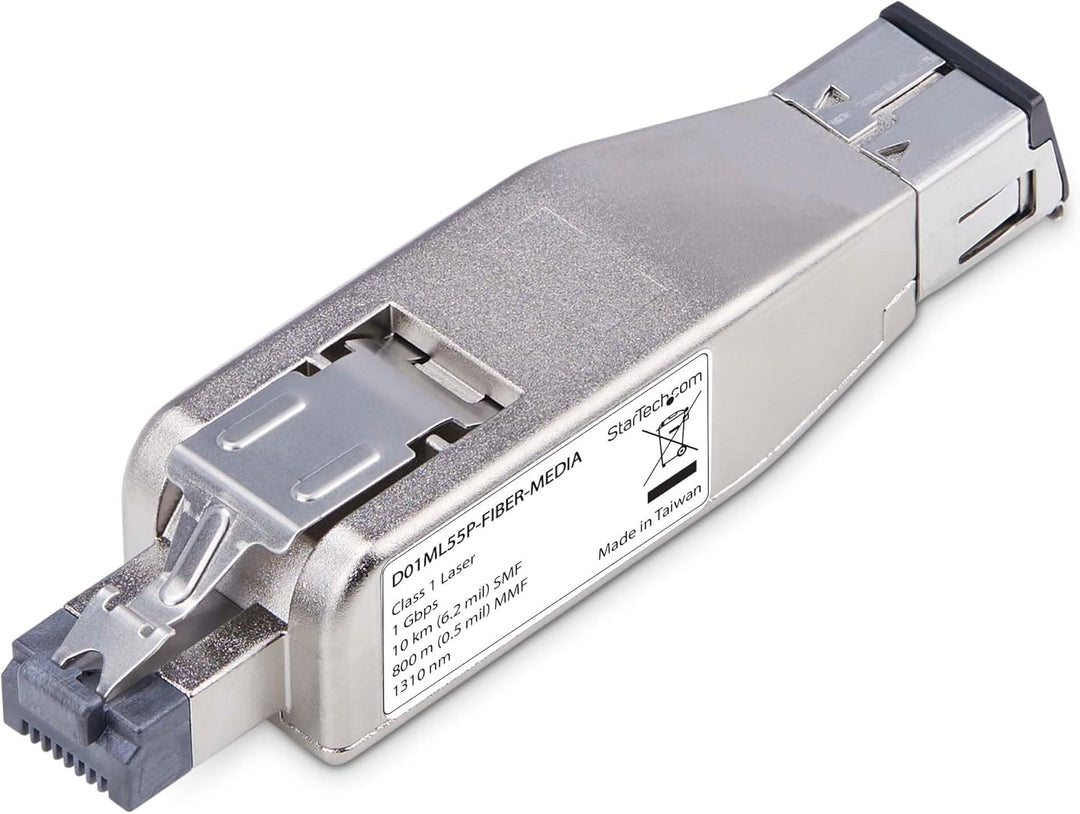 StarTech Gigabit Glasfaser auf RJ45 Konverter, PoE (D01ML55P-FIBER-MEDIA) | LWL Kupfer Umsetzer, Don