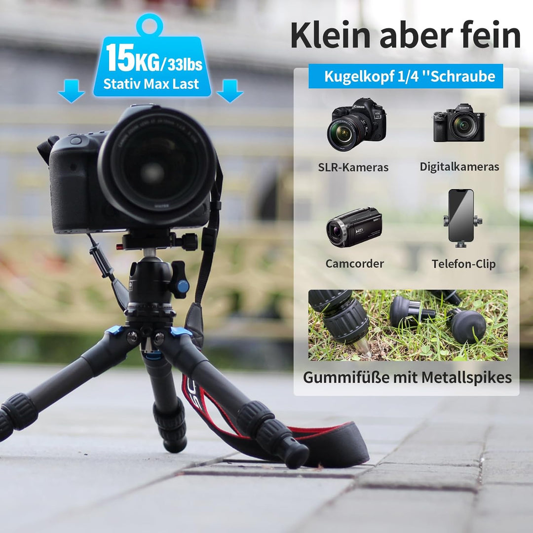 SIRUI AM223 Mini Camera Tripod Stativ,Klein Reisestativ Kamerastativ,Carbon Kamera Ministativ Tischs