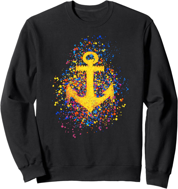 Anker Bunte Farbspritzer Farbkleckse Seemann Segeln See Ahoi Sweatshirt