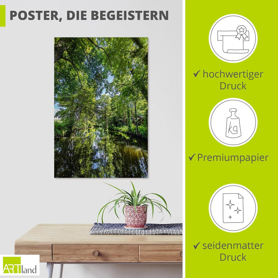 ARTland Poster Kunstdruck Wandposter Bild ohne Rahmen 80x120 cm Hochformat Landschaft Natur Wald Bäu
