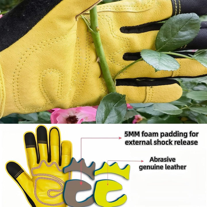 Gartenhandschuhe aus Leder für Damen, lange Manschette, Gartenhandschuhe mit Touchscreen-Design, Sic