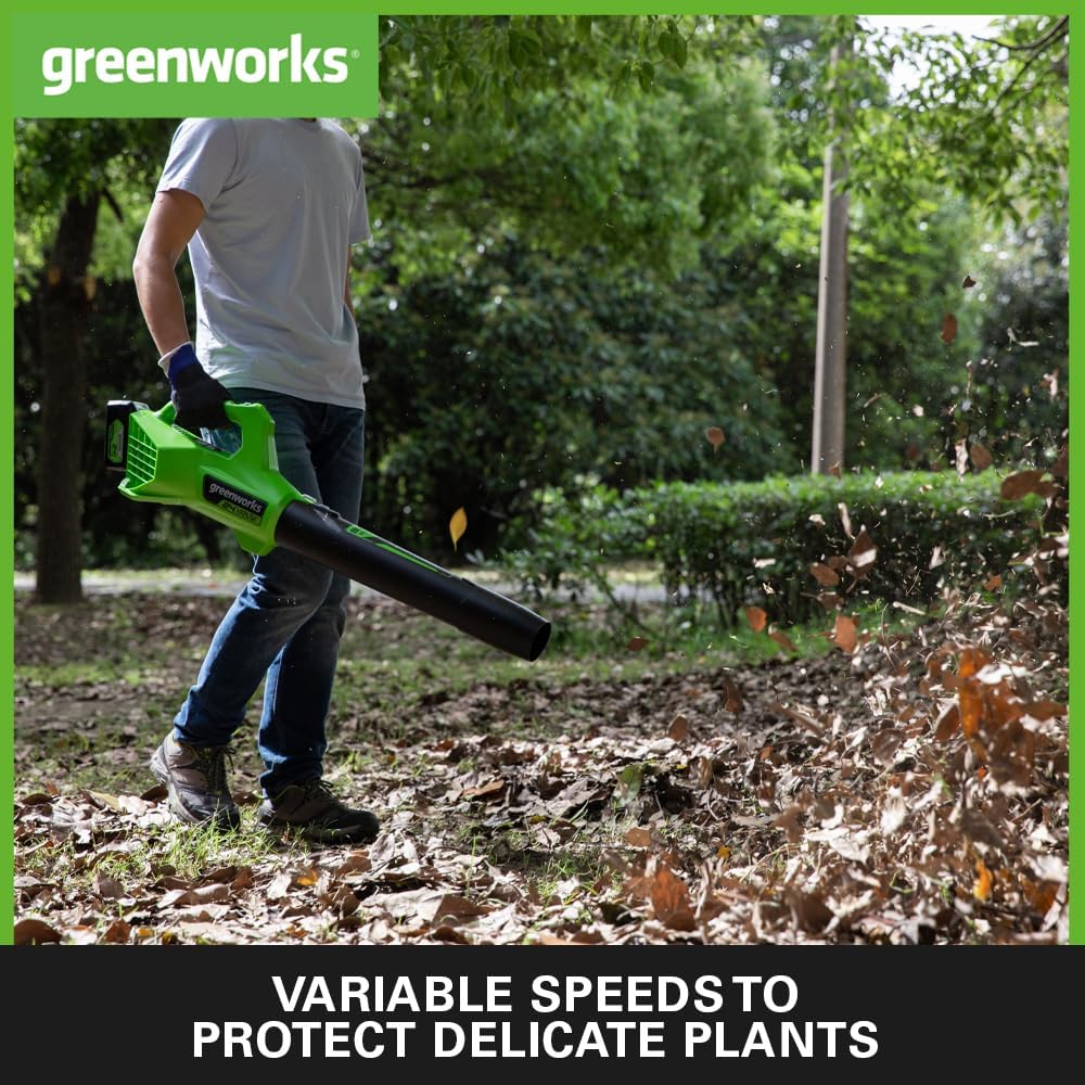 Greenworks G24ABIIK2 Axial Akku Laubbläser, 145 km/h, 9,08 m³/min 24V Akku & Ladegerät, 3 Jahre Gara