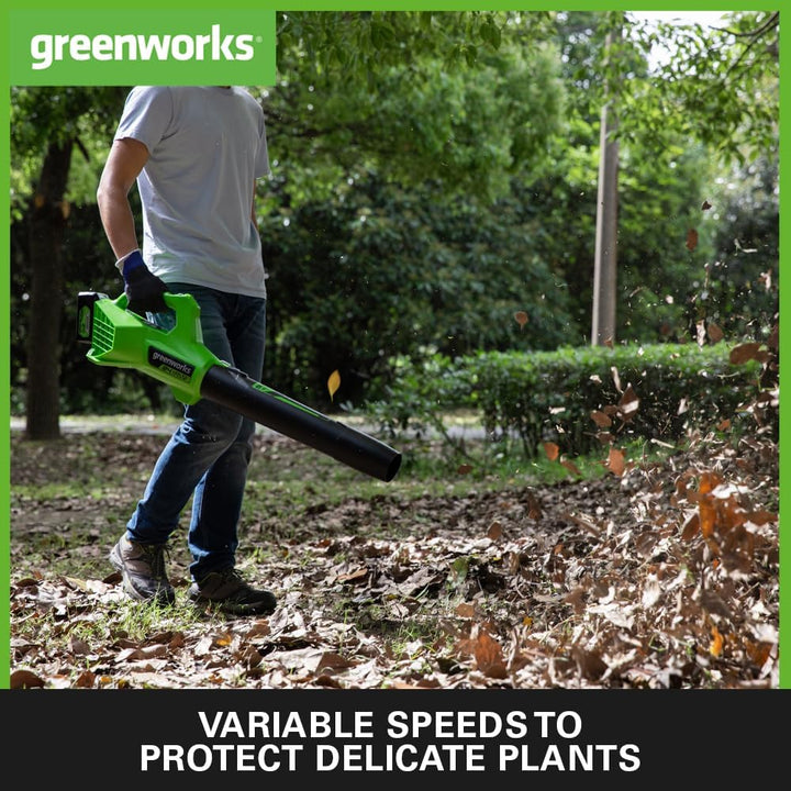 Greenworks G24ABIIK2 Axial Akku Laubbläser, 145 km/h, 9,08 m³/min 24V Akku & Ladegerät, 3 Jahre Gara