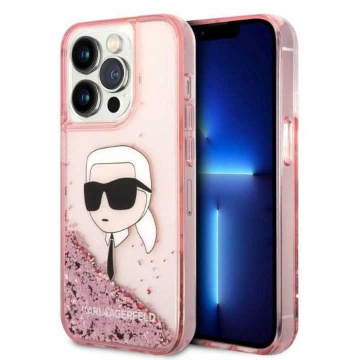 Karl Lagerfeld KLHCP14XLNKHCP Hülle für iPhone 14 Pro Max 6,7" rosa hardcase Glitter Karl Head