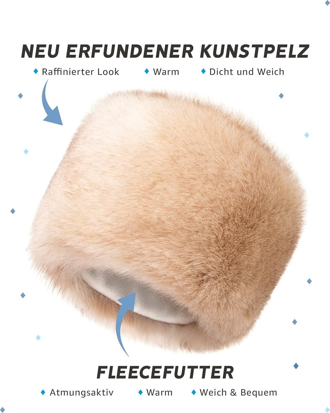 Futrzane Siberian Kosakenmütze - Pelzmütze Damen - Fell Pelz Russische Mütze L Gold Siberian, L Gold