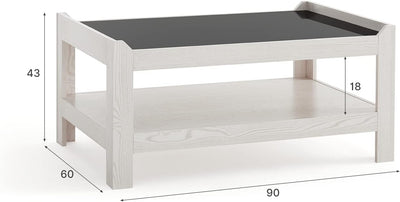 Mondeer Couchtisch, Wohnzimmertisch mit Gehärtetem Glas Moderner Stil für Wohnzimmer Büro, B90 x H43