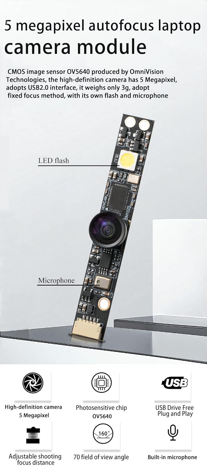 OV5640 USB-Kameramodul 5MP Festfokus 160°-Kamera für Win XP/7/8/Vista/Mac/Linux/Android 4.0/Jetson N