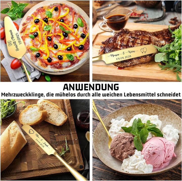 Personalisiertes Tortenmesser & Servierset mit individuellem Namen und Text - Tortenservierset & Hoc