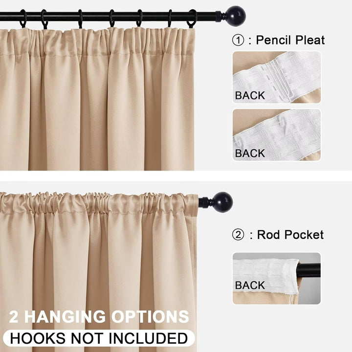 DWCN Vorhänge Blickdicht Gardinen mit Kräuselband Vorhang Schlafzimmer 2er Set H 228 x B 117 cm, War