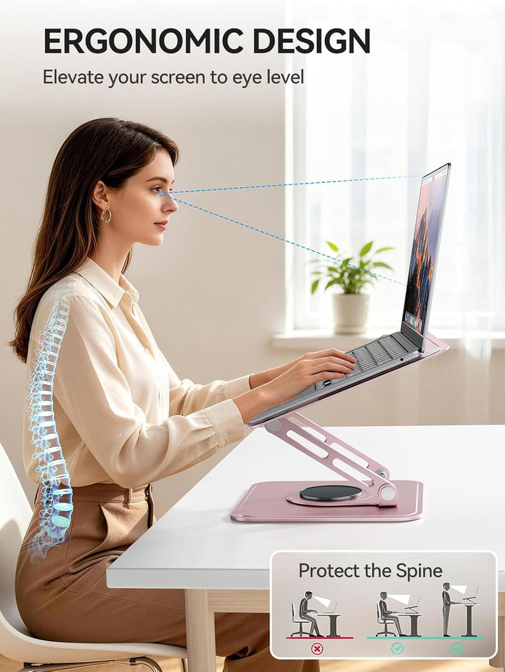 tounee Laptopständer für den Schreibtisch, Verstellbarer Computerständer mit 360°-Drehfuss, ergonomi