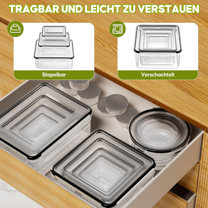 Wwtop 42er Frischhaltedosen mit Deckel, Vorratsdosen Set (21 Behälter + 21 Deckel), Meal Prep Boxen,