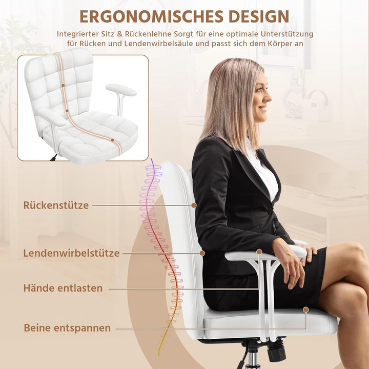 Yaheetech Bürostuhl Ergonomischer Schreibtischstuhl Bürosessel Arbeitsstuhl, Drehstuhl mit Weichen A