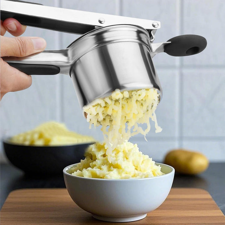 Kartoffelpresse aus Edelstahl, mit 4 austauschbaren Sieben Kartoffelpresse Spätzlepresse für fluffig