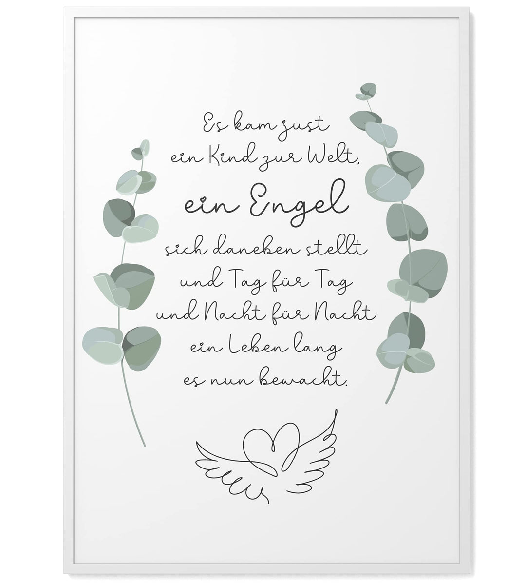 Papierschmiede® Kinderposter in A4 gerahmt im weissen Holzrahmen, Wanddeko für Kinderzimmer, Babyzim