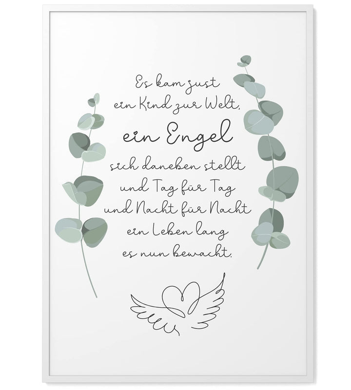 Papierschmiede® Kinderposter in A4 gerahmt im weissen Holzrahmen, Wanddeko für Kinderzimmer, Babyzim