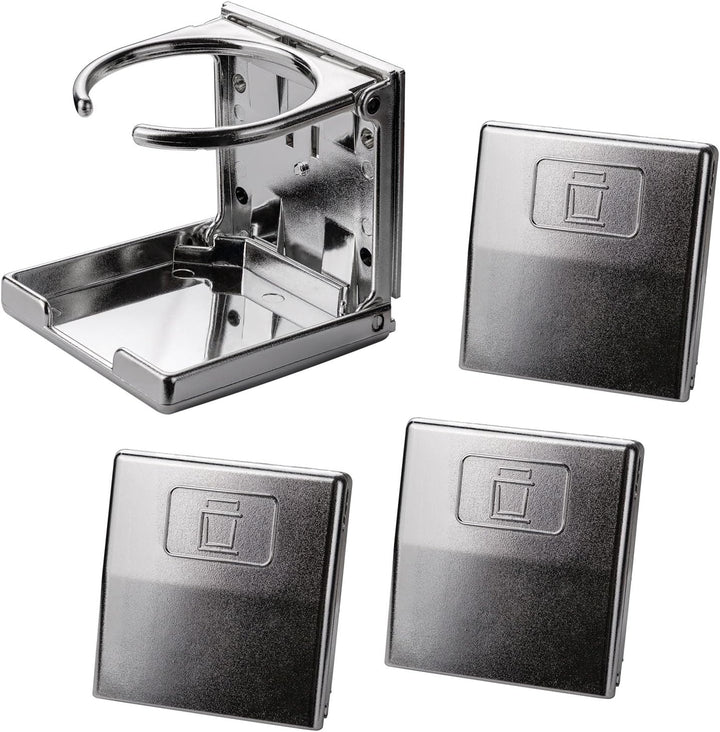 DEMA 4 x Getränkehalter Flaschenhalter Dosenhalter Set Chromoptik für Tischfussball Kicker