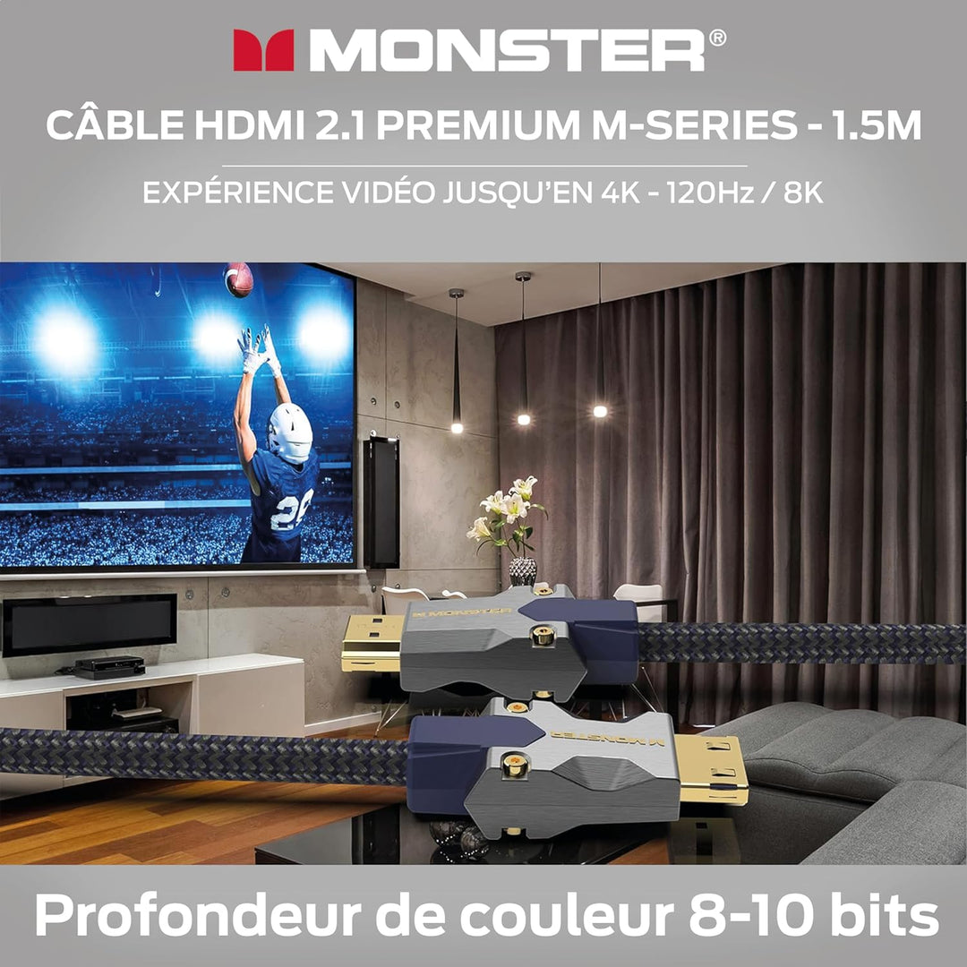 Monster M3000 HDMI Kabel 1,5m, HDMI 2.1 Kabel, HDMI-Kabel 8K, Ultra High Speed HDMI Kabel 48Gbps, 8K