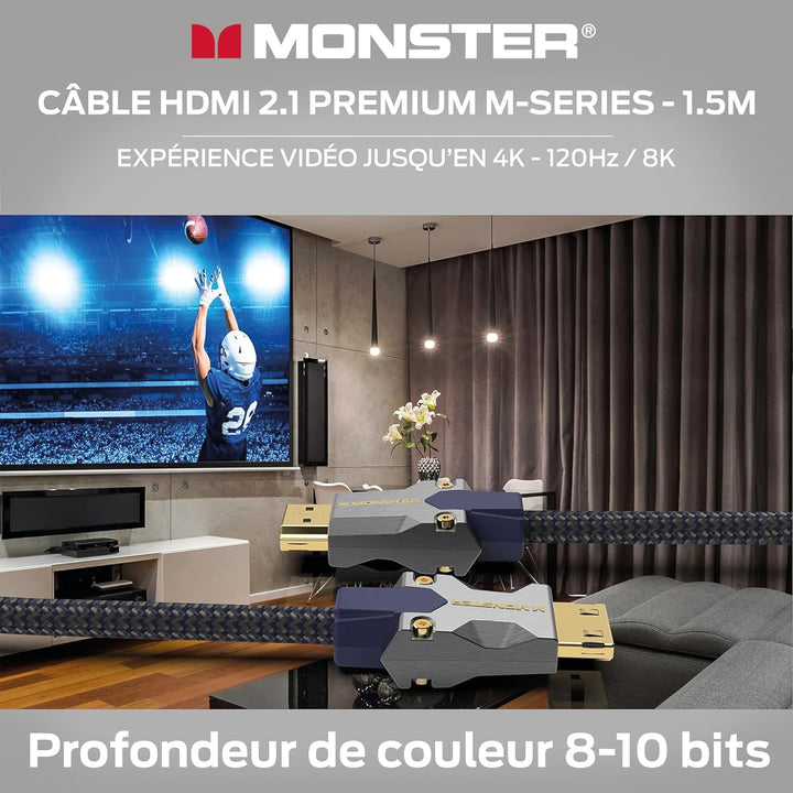 Monster M3000 HDMI Kabel 1,5m, HDMI 2.1 Kabel, HDMI-Kabel 8K, Ultra High Speed HDMI Kabel 48Gbps, 8K