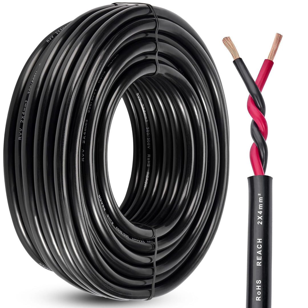 2 adriges Anhänger KFZ Kabel 2x4,0mm² - 5M Kupfer Fahrzeugleitung 12V/24V - Wasserfest Rundkabel für