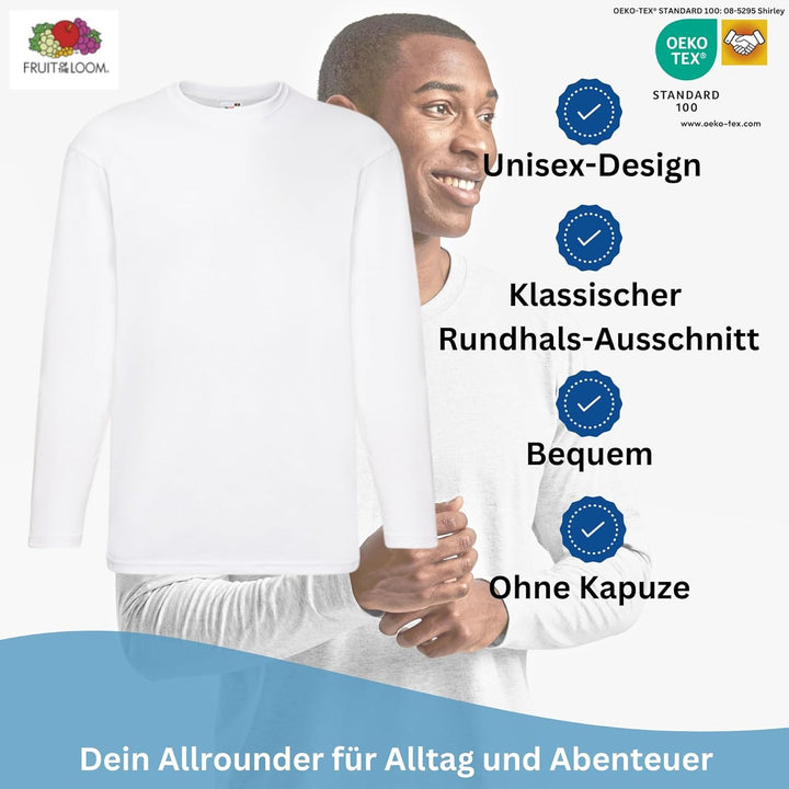 4 Fruit of The Loom Longsleeve Tshirt Langarm Verschiedene Farbsets S 4x Weiss & 1x Hlkauf-block, S
