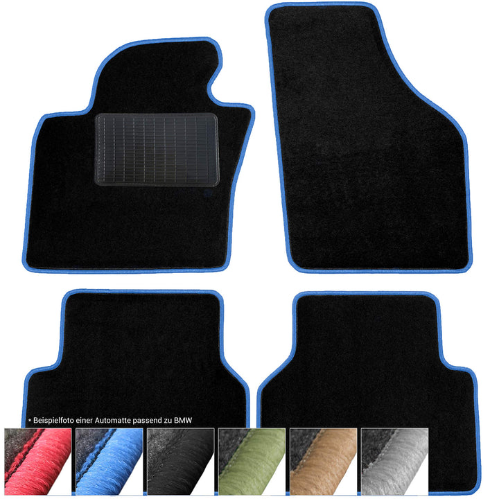 moto-MOLTICO Fussmatten Auto Velours Autoteppiche Schwarz Automatten Set 4-teilig passend für Mini C
