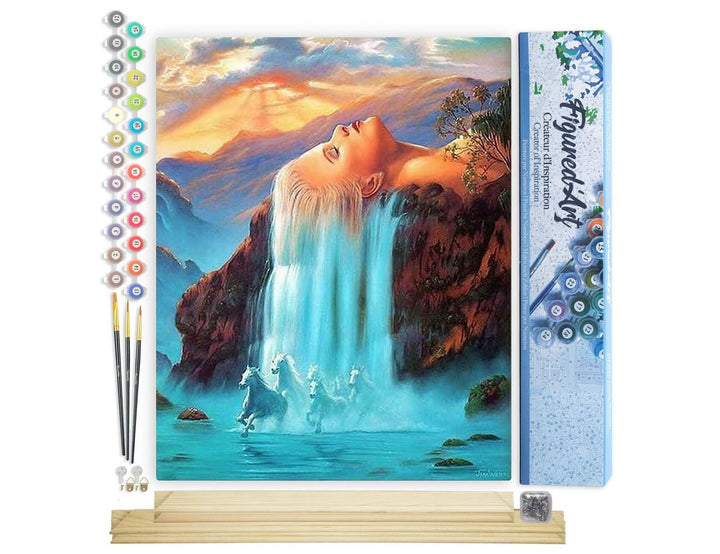 Figured'Art Malen Nach Zahlen Erwachsene Mit Rahmen Wasserfall Kopfhaar - Paint by Numbers Basteln D