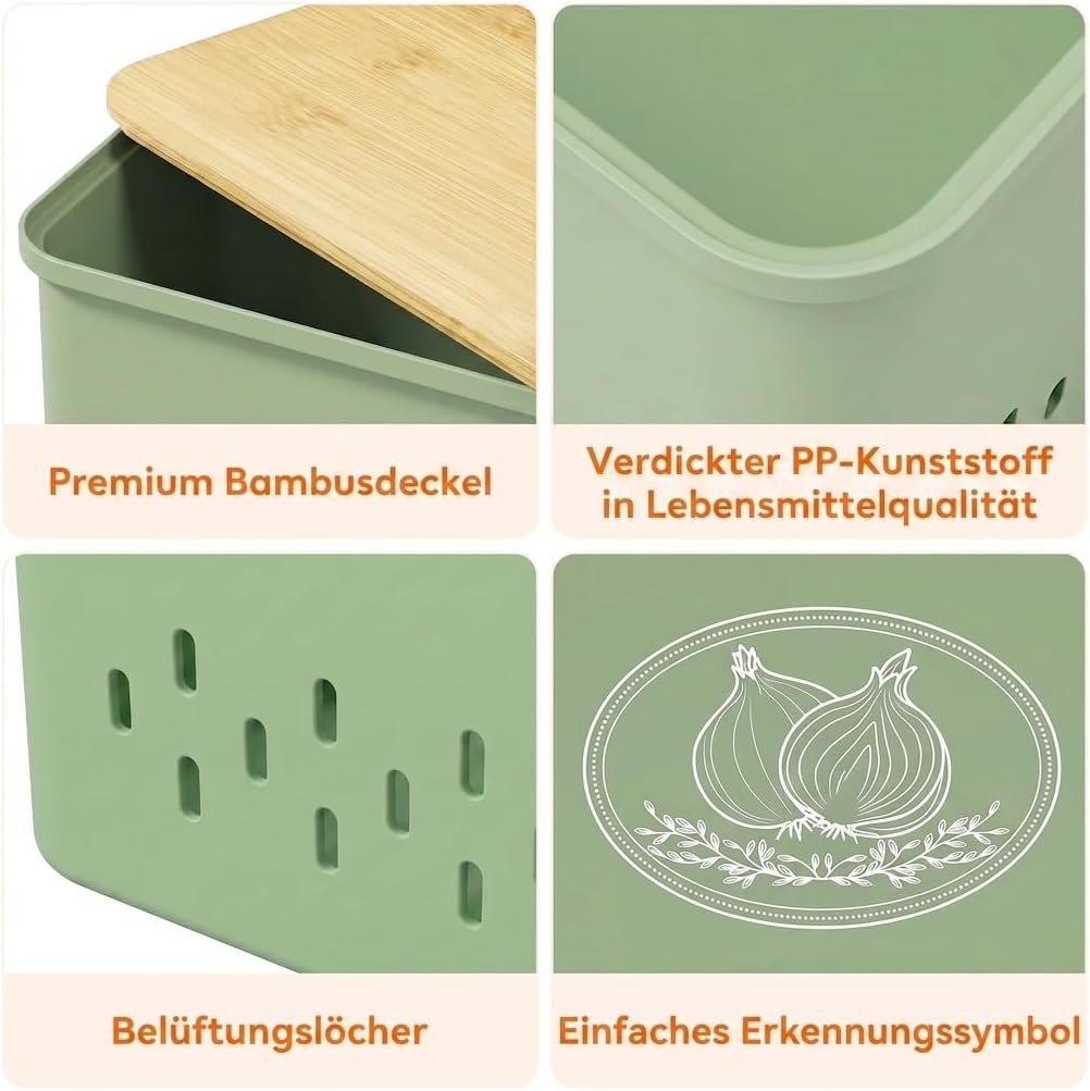 Lifewit Kartoffel Aufbewahrungsbox, 2er Set Grosse Kunttsoff Vorratsdosen für Kartoffel Zwiebel knob