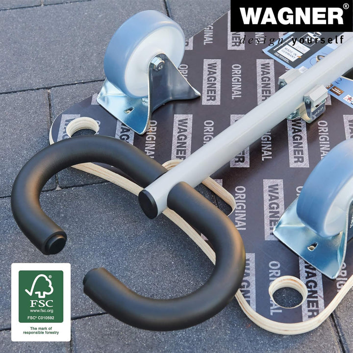 WAGNER Transportroller Transporthilfe 1187 I Schichtholz mit Grip I 80 x 40 x 14,5 cm, Tragkraft 300
