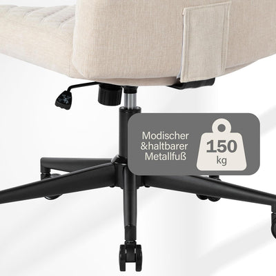 Fantasylab Bürostuhl Ohne Armlehnen,Home Office Stuhl mit Räder,Heavy Duty Metallbasis,120°Schaukeln