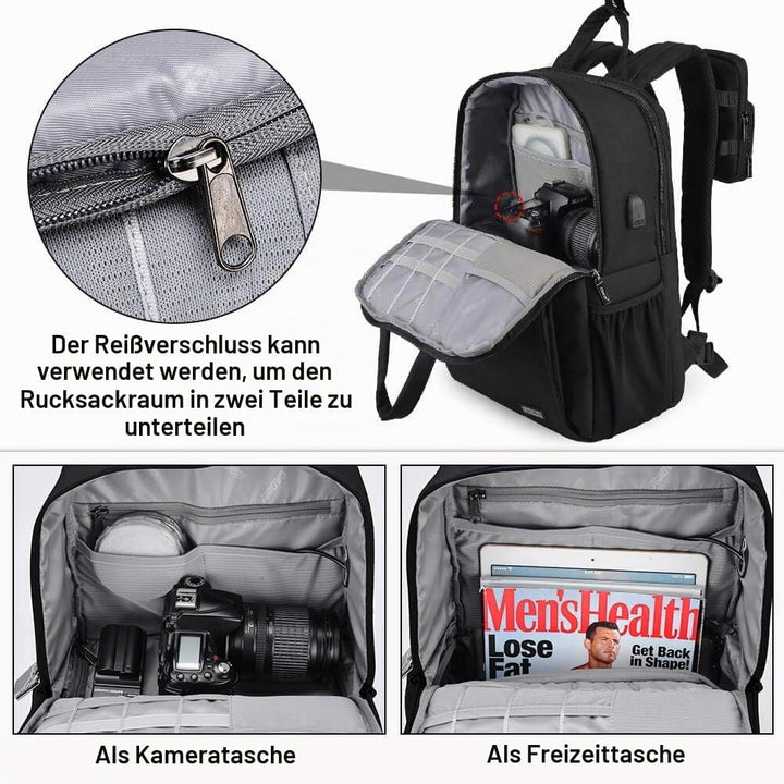 CADeN Kamerarucksack,Wasserabweisend Fotorucksack Camera Backpack &amp; Casual Travel Bag mit USB für DS