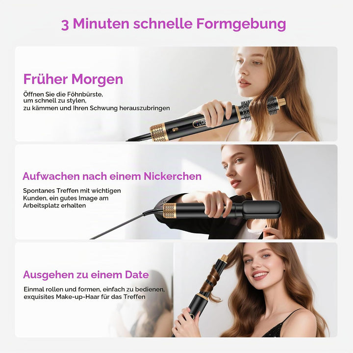 UMIGA 5 IN 1 Hairstyler Haarstyler 1000W, LCD Air Brush Rundbürstenföhn, Lockenstab und Haarglätter,