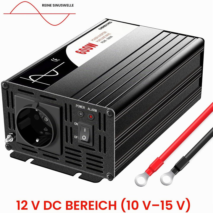 wechselrichter 12v auf 230v Reiner Sinus 600w 50HZ Spannungswandler mit Fernbedienung & Doppel-Digit