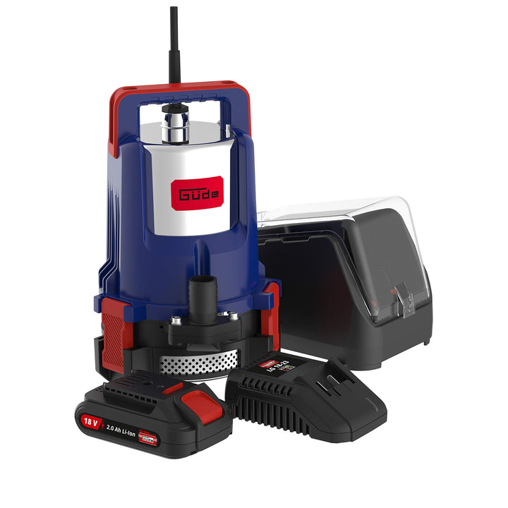 Güde 58568 Akku Klarwassertauchpumpe KTP 18-201-23 (18 V, Li-Ion, 2000 l/h Fördervolumen, Edelstahlm