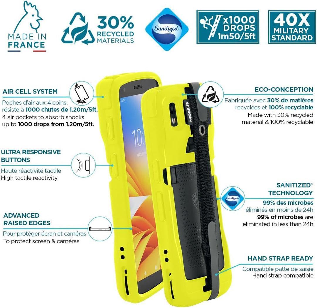 Mobilis Schutzhülle für Zebra TC22 TC27 mit Handschlaufe | Antimikrobieller Schutz - Etui in Militär