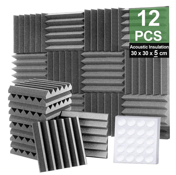 Foneso Akustikschaumstoff, 30x30x5 cm（Dichte:25kg/m³） Schalldämmung, Akustikpaneele, 3D Hochdichte S