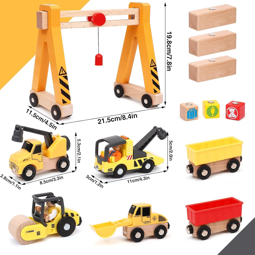 Baufahrzeuge Baustelle Kinder Geschenke Jungen 2 3 4 5 Jahre Holz Magnetisch Fahrzeug Spielzeug mit