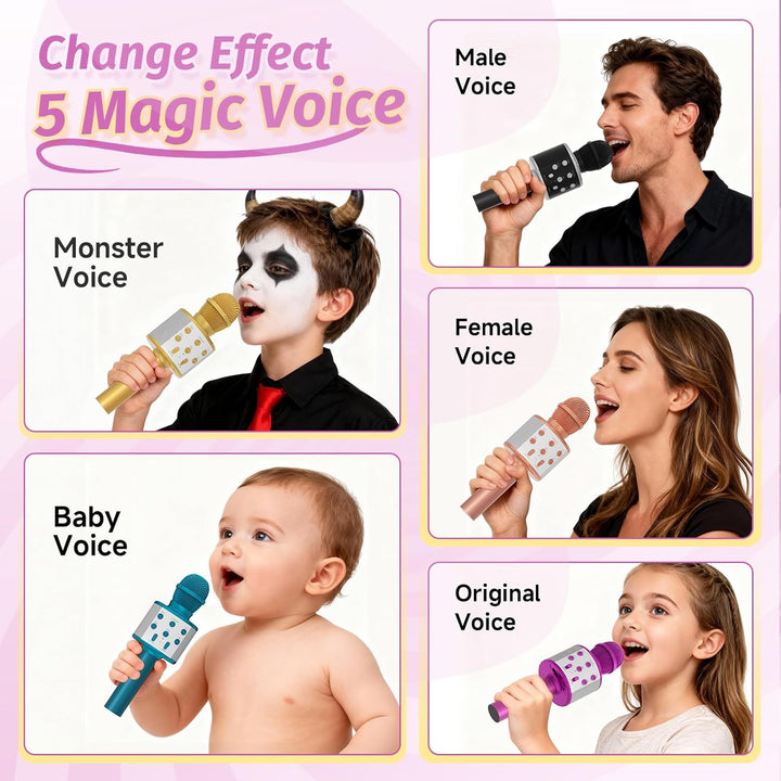 Fede Karaoke Mikrofon, Drahtloses Bluetooth Mikrofon für Kinder, Lustige Geschenke Spielzeug für Tee