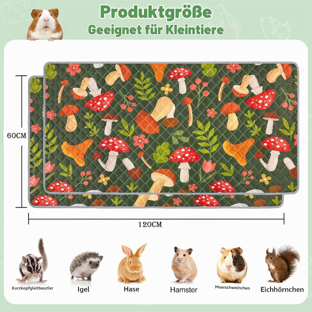 2 Pack Wiederverwendbare Unterlage für Meerschweinchen,Waschbar,Kleintier Matten für Kaninchen,Hamst